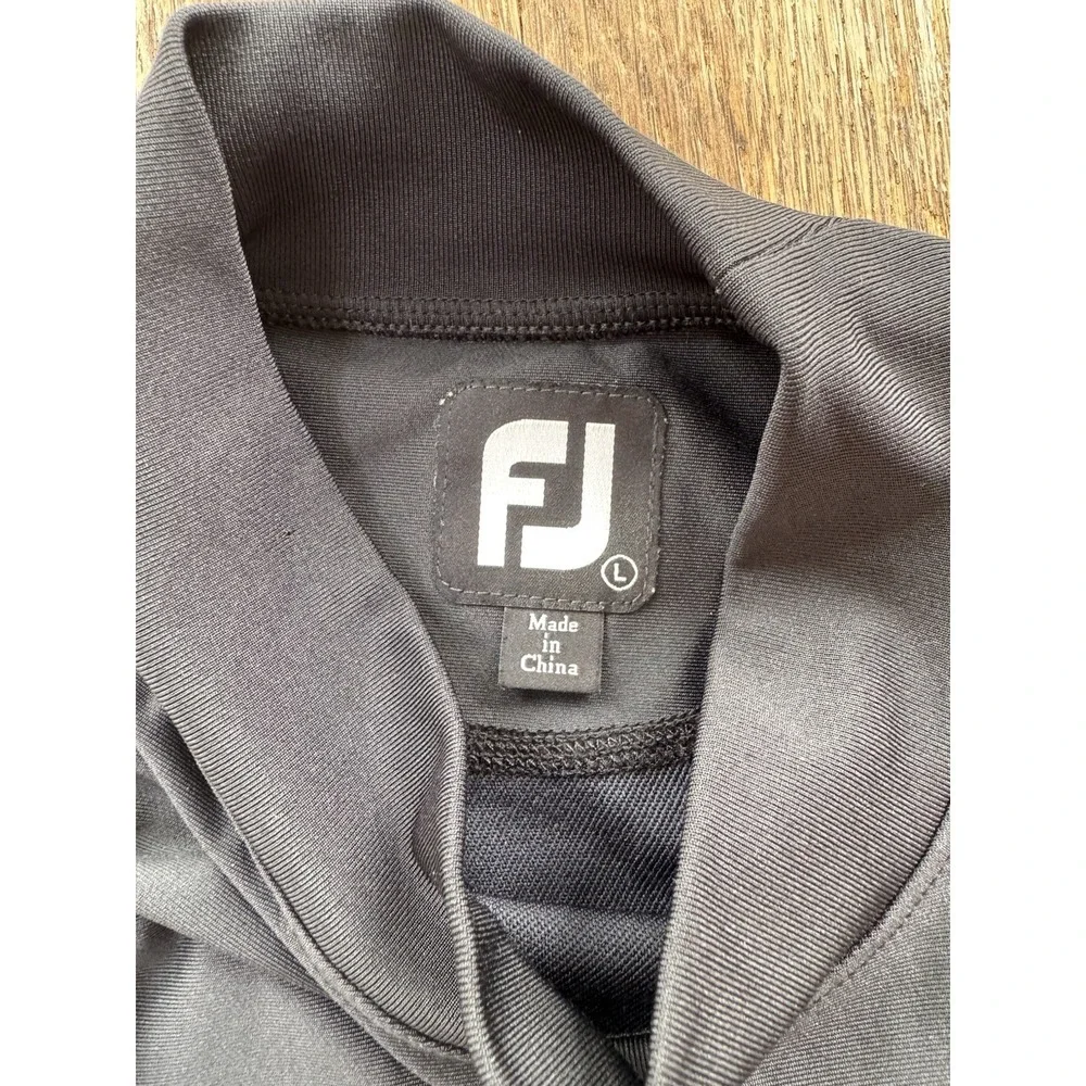 Footjoy Men's Mock Neck Long Sleeve Performance Golf Shirt Black Size Large